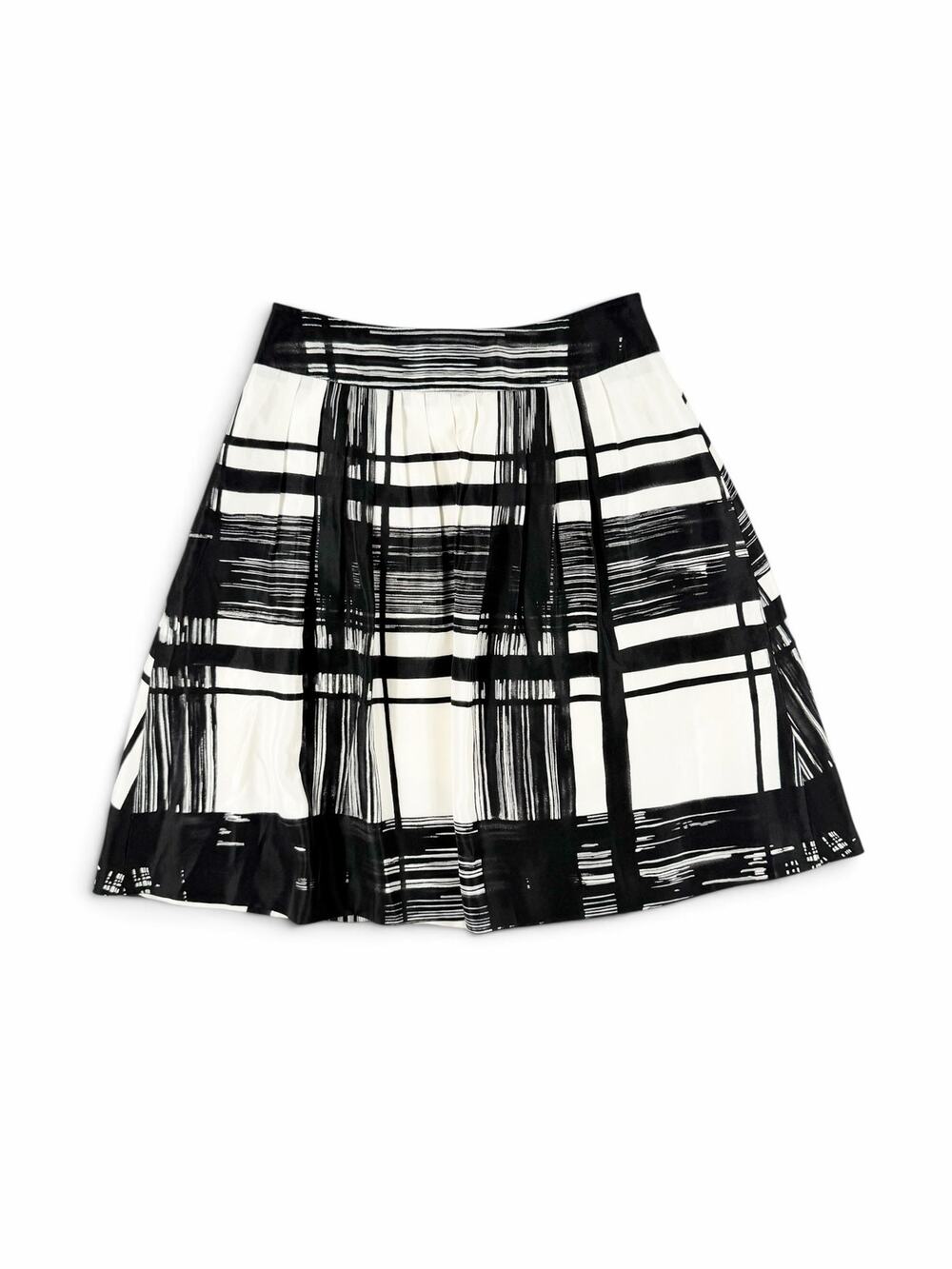 Talbots Collection Petites Women’s Silk Pleated Skirt Black White Size 4